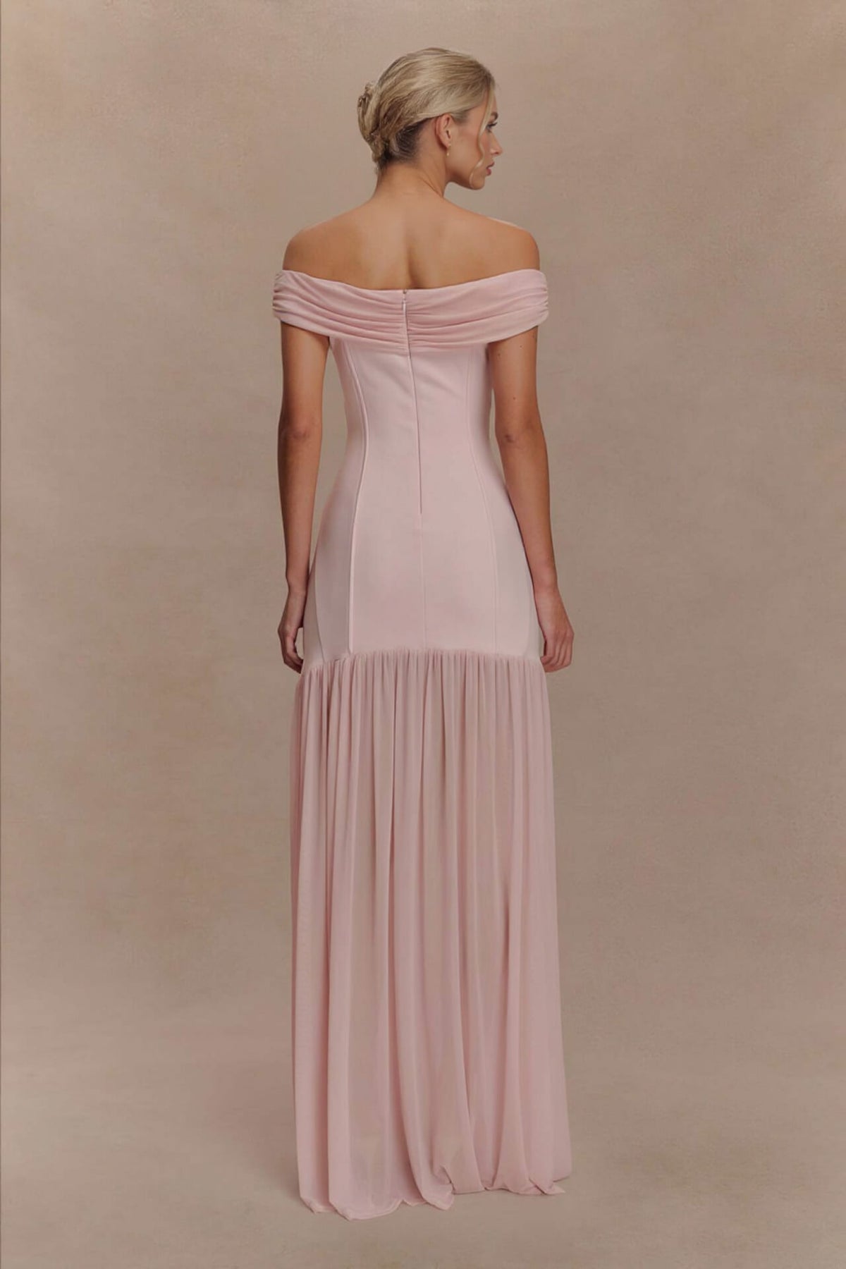 Elegant Floral-Embellished Strapless Bodycon Maxi Dress