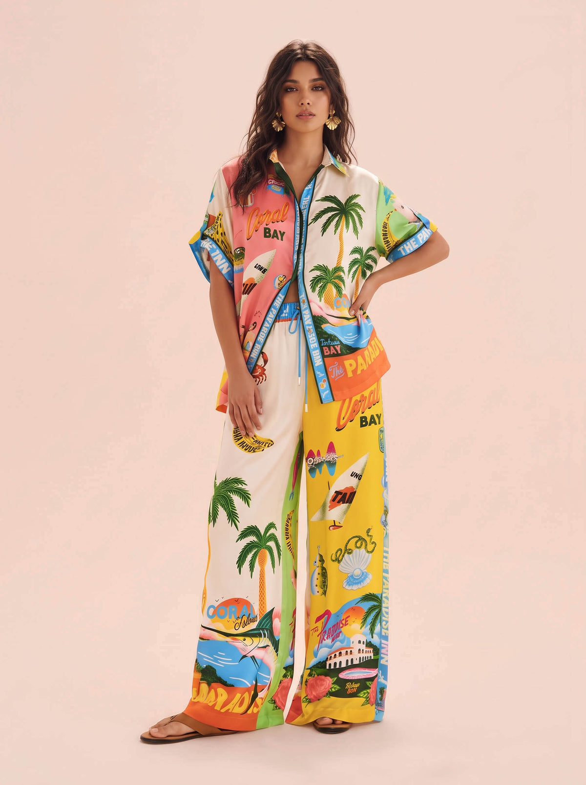 Sunny Beach Summer Style Printed Two Piece Set - Top