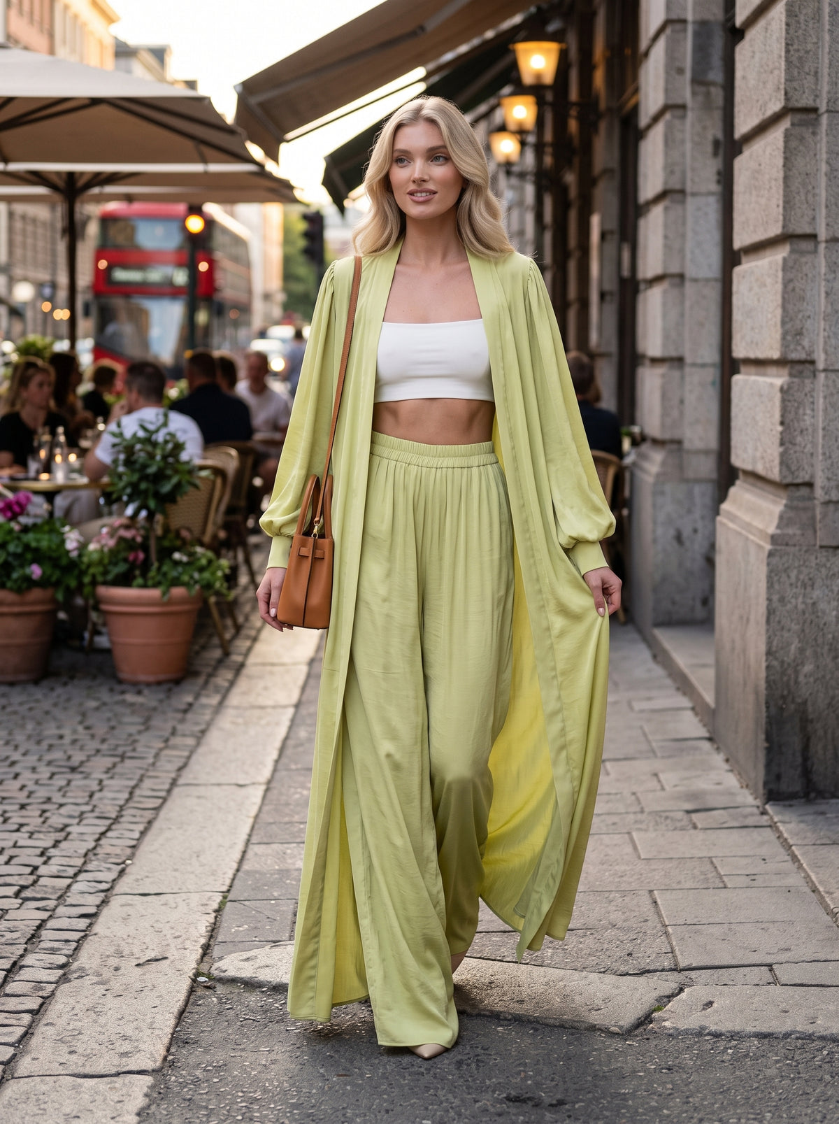 Unique Modern Feel Elastic High-Waist Wide-Leg Pants
