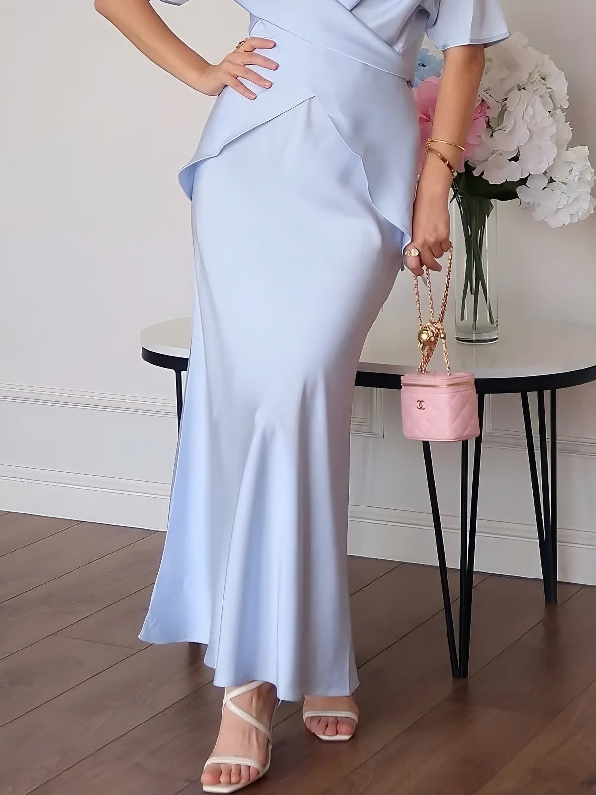 Elegant Draped Asymmetric Satin Shirt