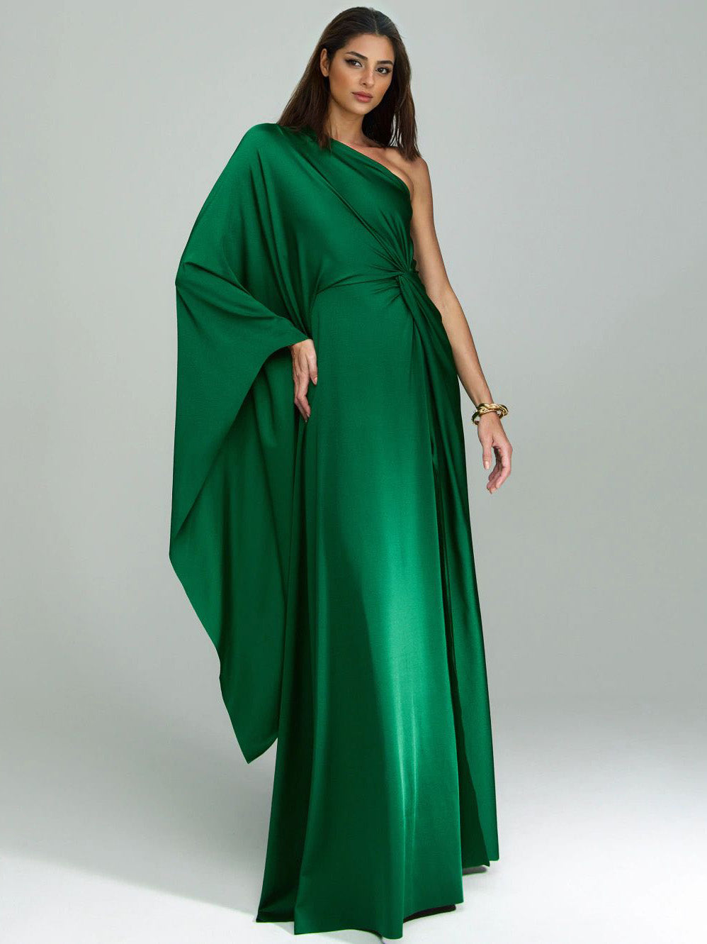 Elegant One Shoulder Long Party Slit Maxi Dress