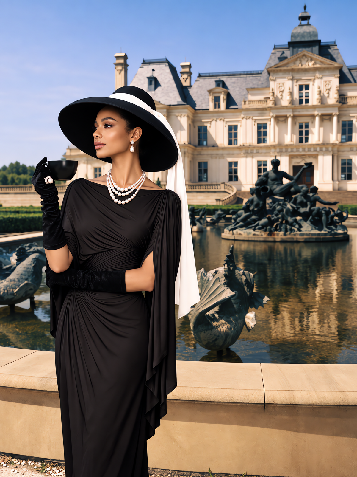 Boat Neck Pleated Slim Fit Maxi Dress