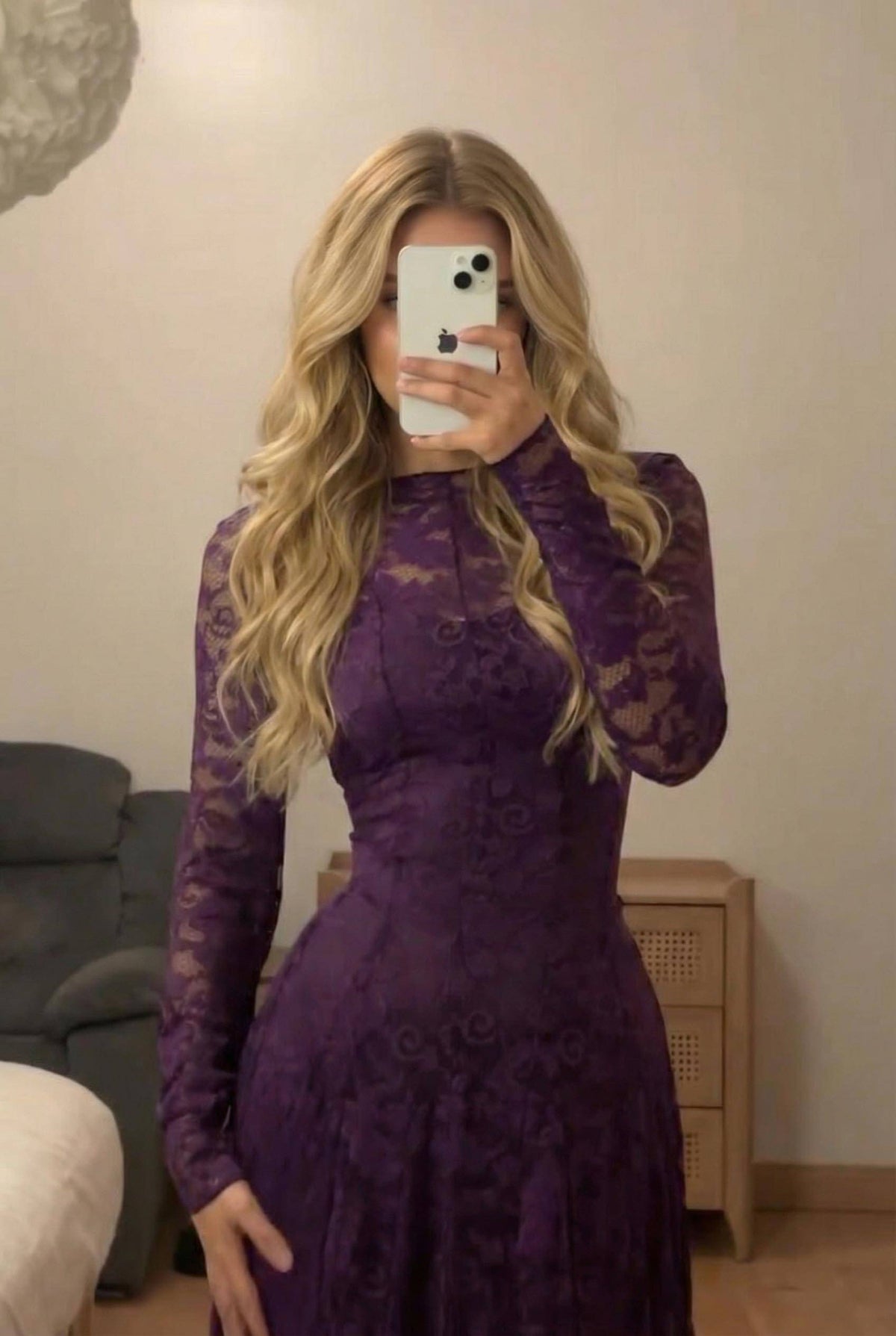 Lace Trumpet Sleeve Maxi Dress