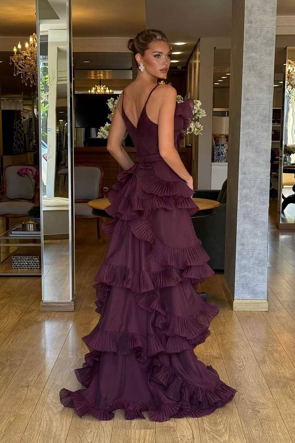 Ruffled Design Strap Maxi Dress