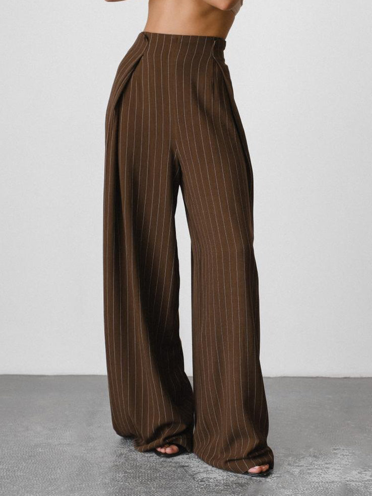 Elegant Pinstripe Wide-Leg Trousers