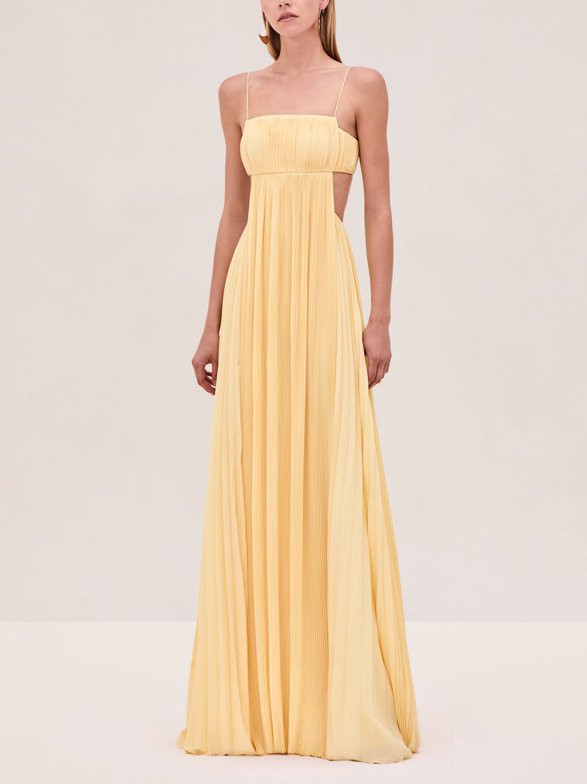 Elegant Pleated Cutout Flowy Party Maxi Dress