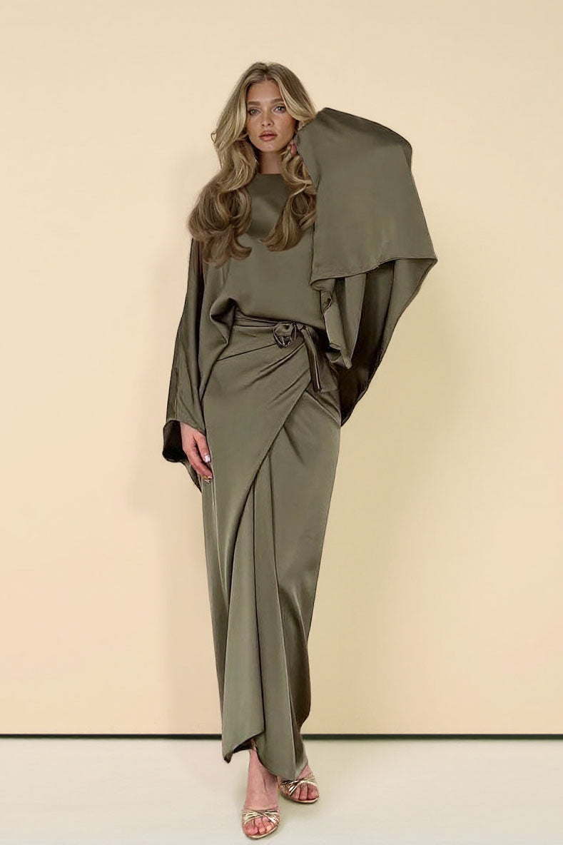 Minimalist Loose Shirt And Lace-up Skirt Suit-Shirt