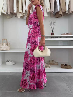 Fashionable Elastic Waist Pleated Wide-Leg Pants