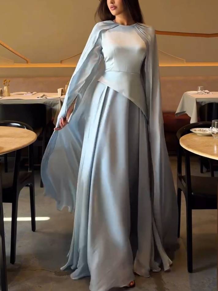 Elegant Cape Design Maxi Dress