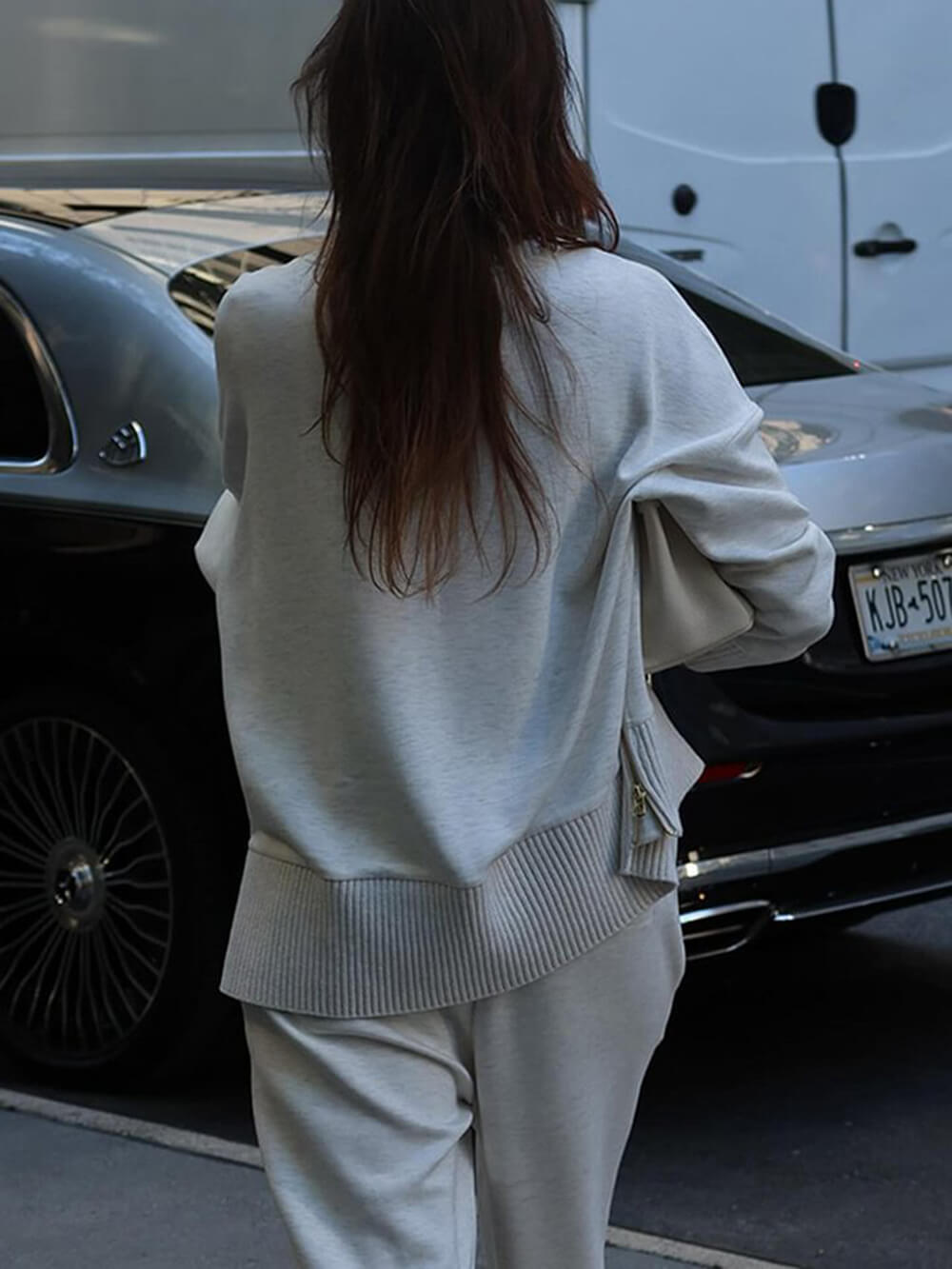 Classic Double Soft Turtleneck Side Zipper Sweatshirt and Elastic Waist Pocketed Loose Pants Set