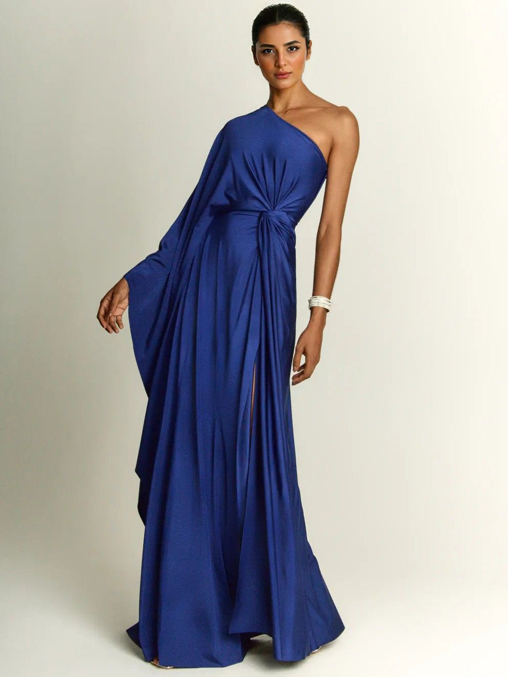 Elegant One Shoulder Long Party Slit Maxi Dress