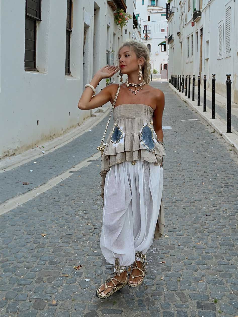 Bohemian Layered Ruffle Strapless Top