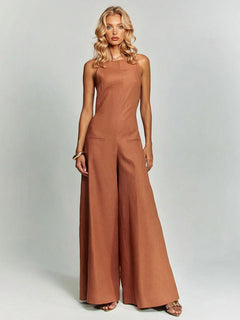 Casual Classic Suspender Wide Leg Jumpsuit