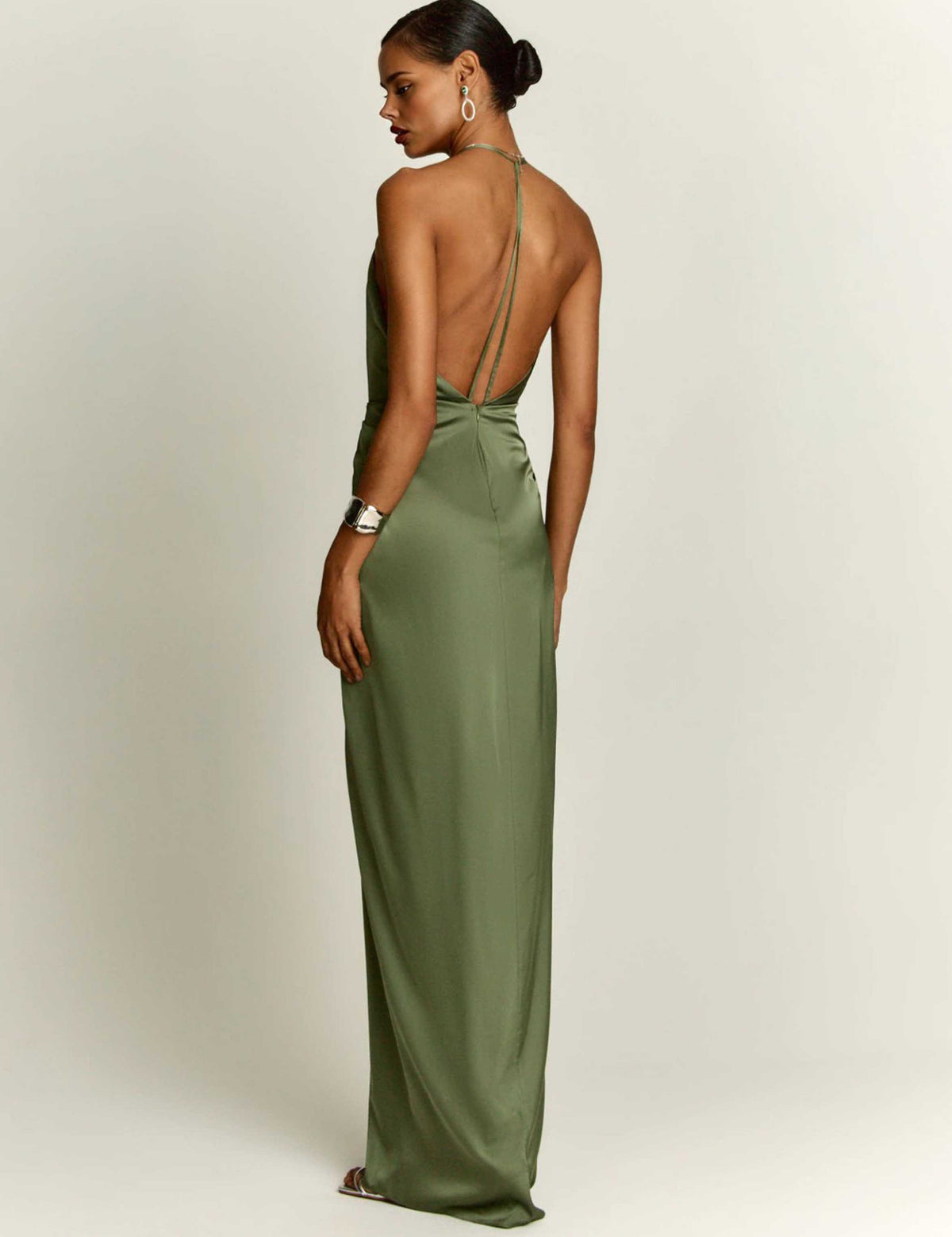 Elegant Grecian-Style Halter Deep V Maxi Dress