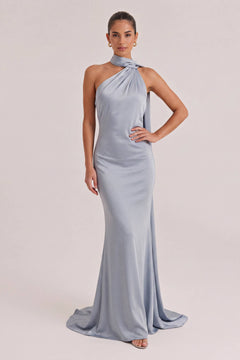 Elegant Shawl Ribbon Maxi Dress