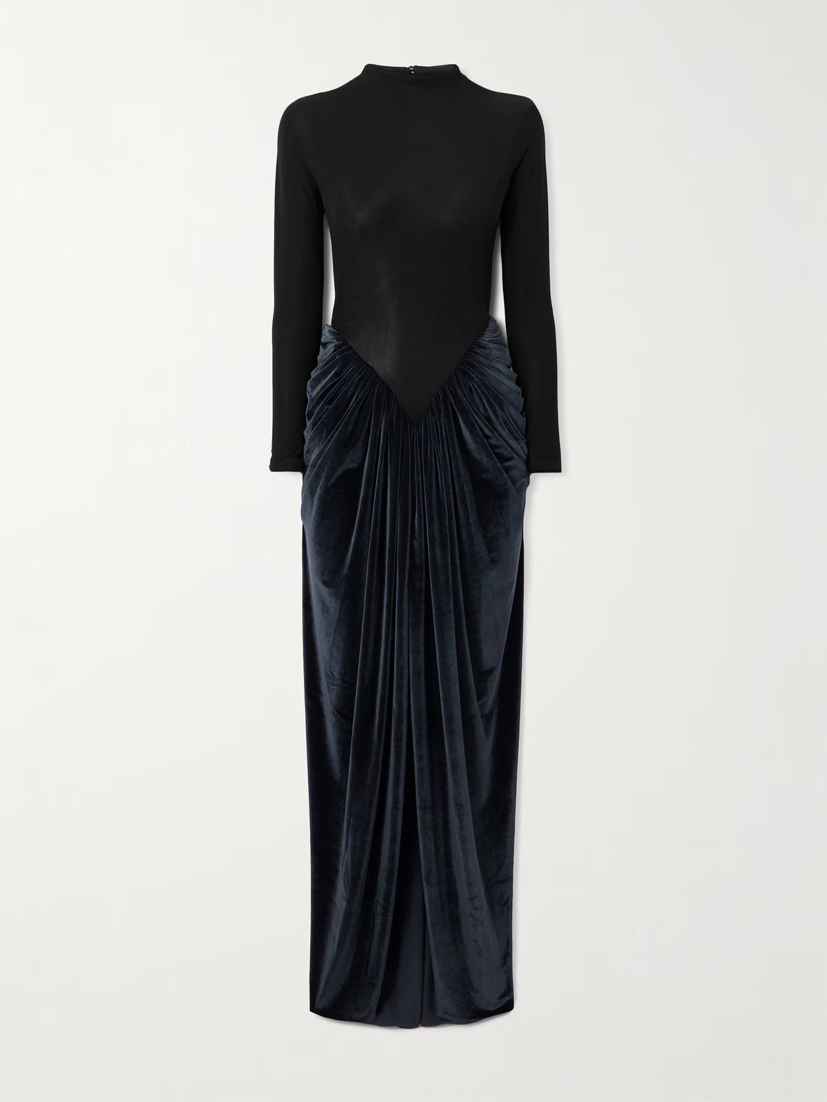 Elegant Long-sleeved Velvet Pleated Maxi Dress