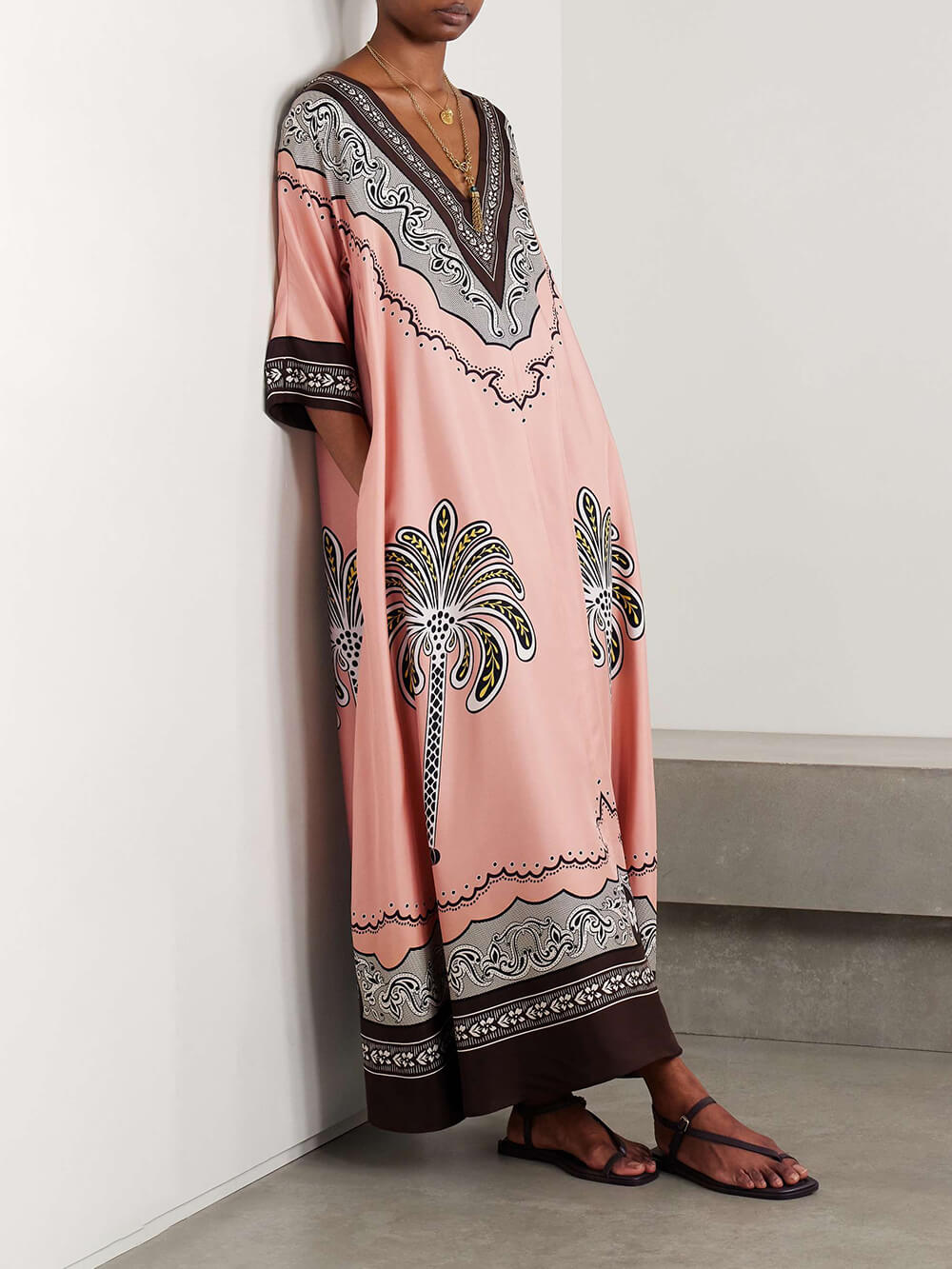 Unique Ethnic Oversized Printed Twill Maxi Dress