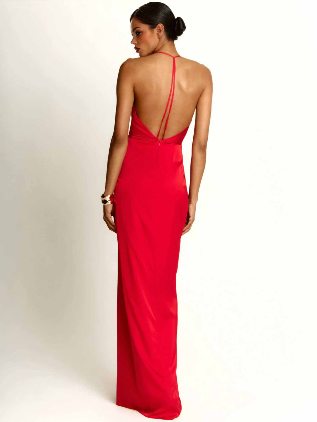 Elegant Grecian-Style Halter Deep V Maxi Dress