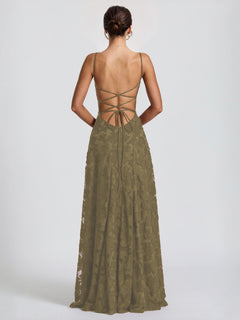 Elegant Floral Lace Spaghetti Strap Maxi Dress