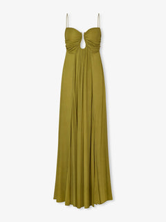 Elegant Metal Hollow Design Back Smocked A-line Slip Maxi Dress