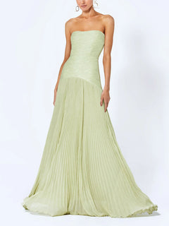 Elegant Wrap-Breasted Pleated Maxi Dress