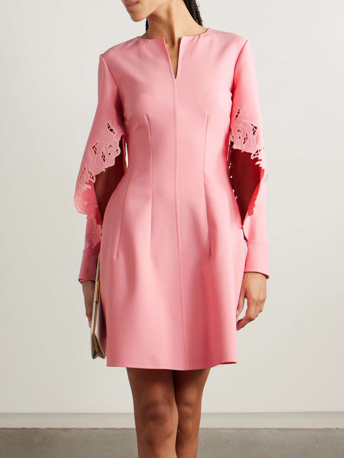 Elegant Rose Embroidery A-Line Mini Dress