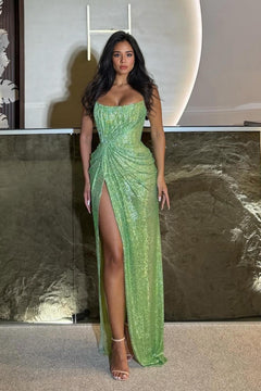 Elegant Sequin Slit Party Maxi Dress
