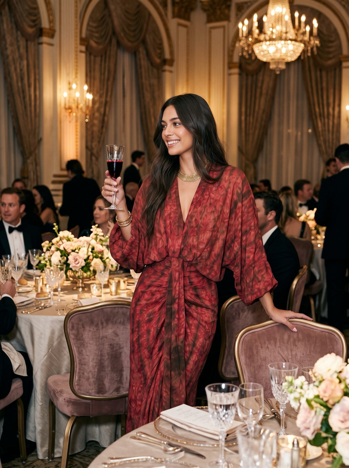 Kimono-Style Printed Dress
