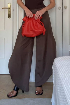 Oblique Collar Off-shoulder bodysuits And Side Slits Wide Leg Pants Suit- Pants