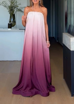 Strapless Ombre Satin Flowy Maxi Dress Floor Length Evening Gown [erp-image:a8c253734bd213a8b51960ac]