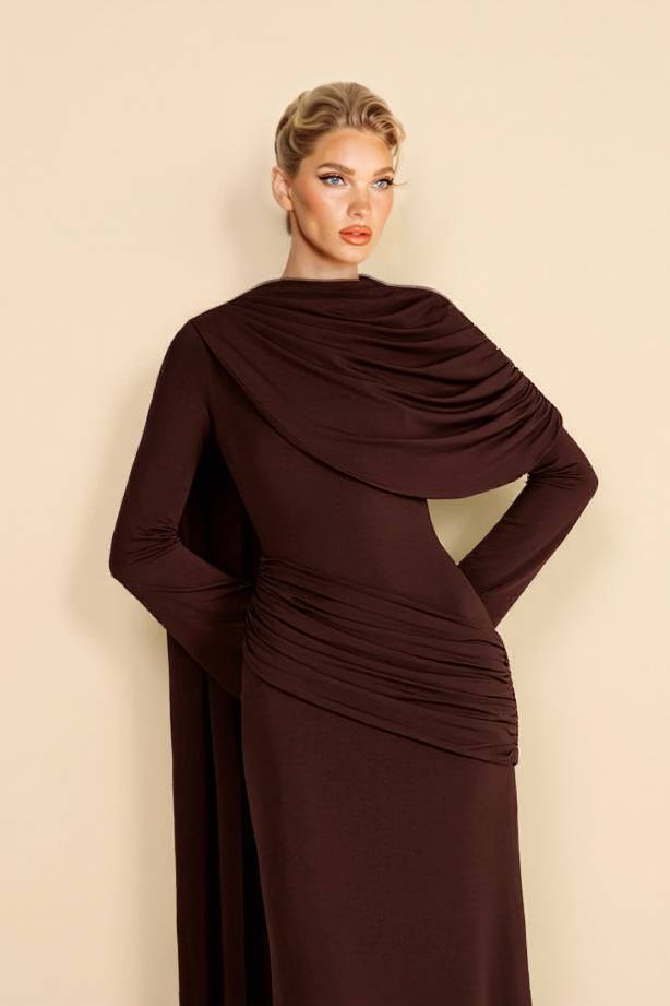 Pleated Ribbon Design Maxi Dress