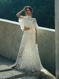 Elegant Hollow Floral Lace Maxi Skirt