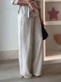 Classic Linen Tie Chest Pocket Oversized Button Shirt