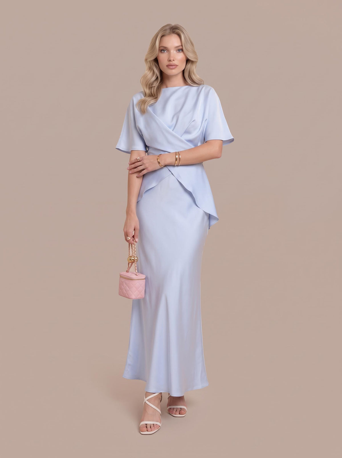 Elegant Draped Satin Fishtail Skirt
