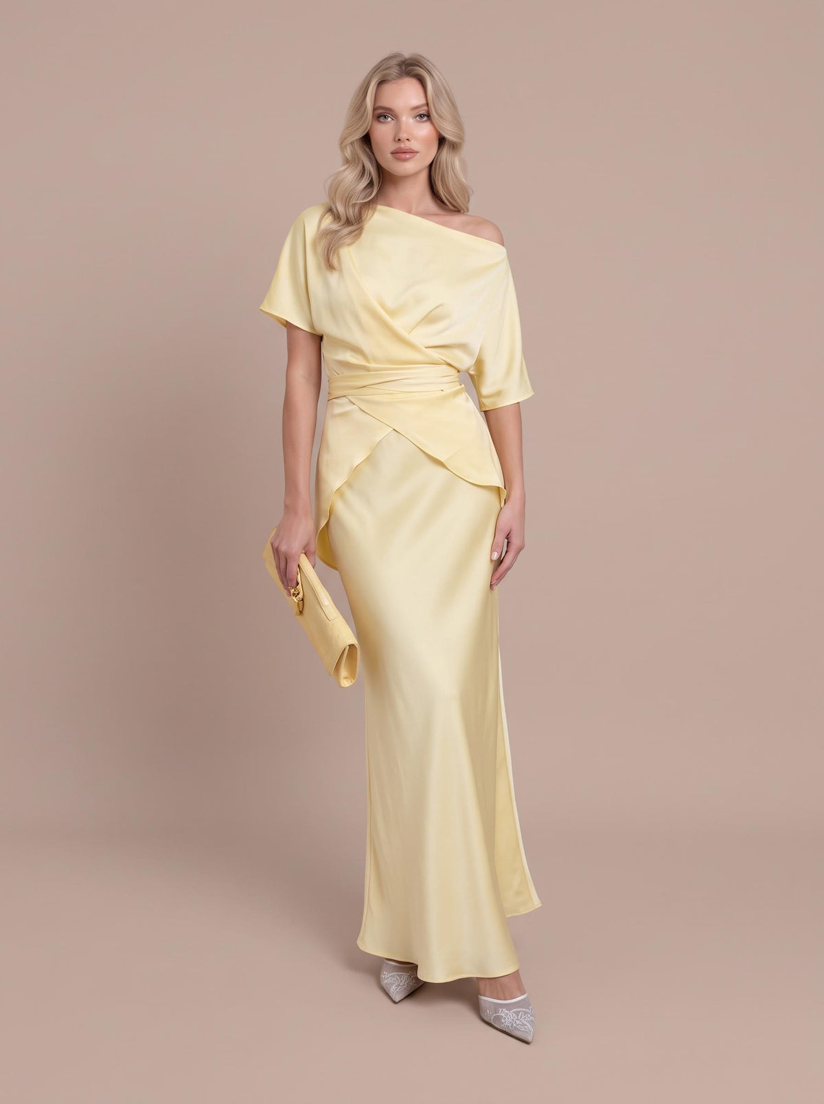 Elegant Draped Satin Fishtail Skirt