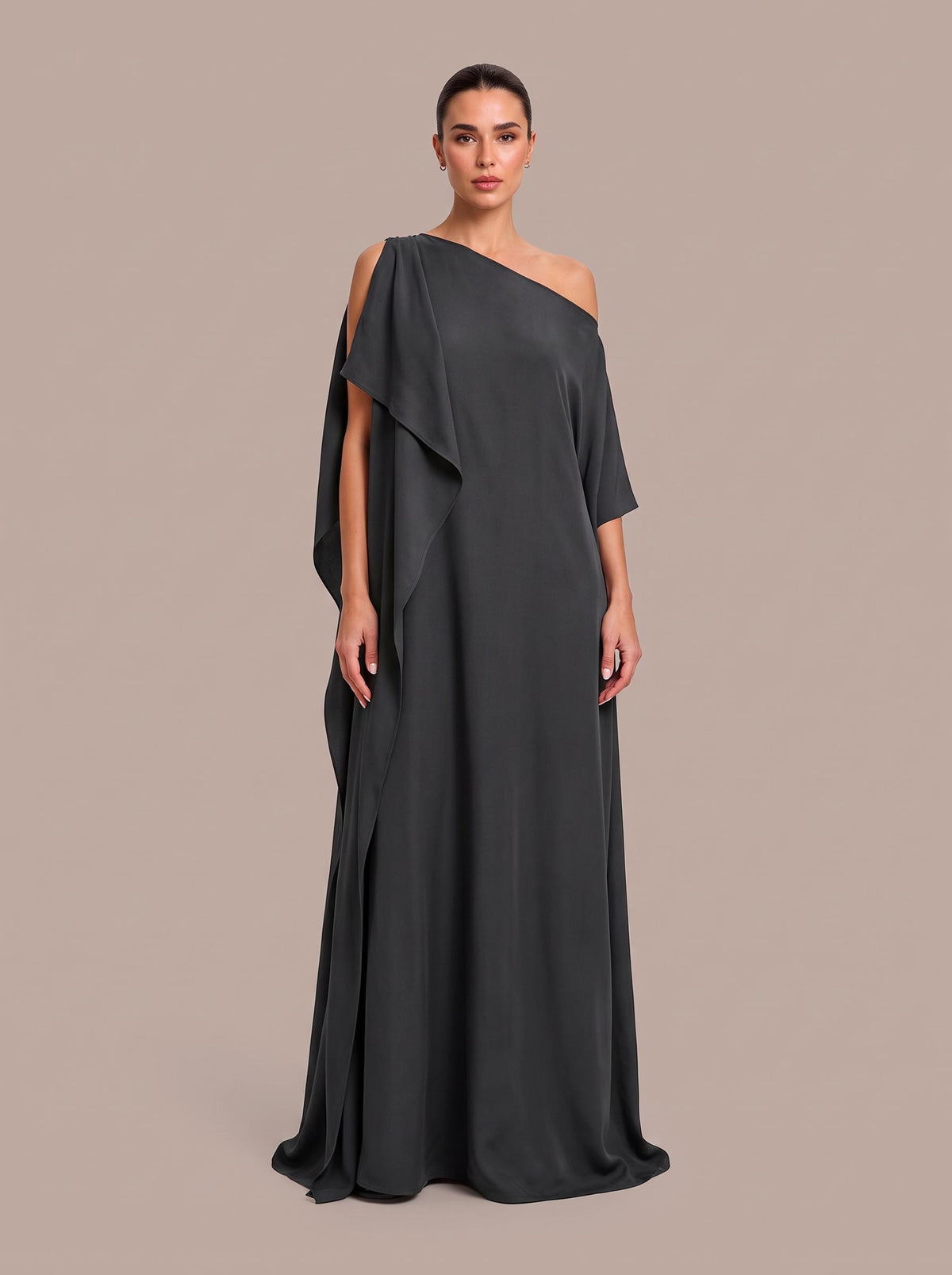 Elegant One-Shoulder Draped Maxi Dress