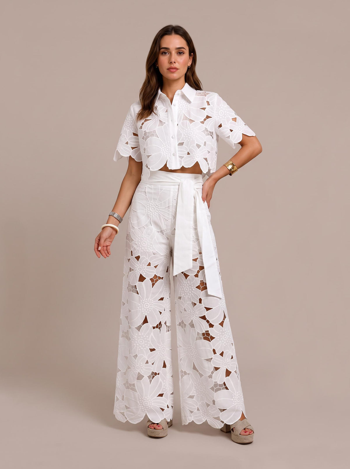 Exquisite Floral Embroidery Sexy Hollow Cardigan Top