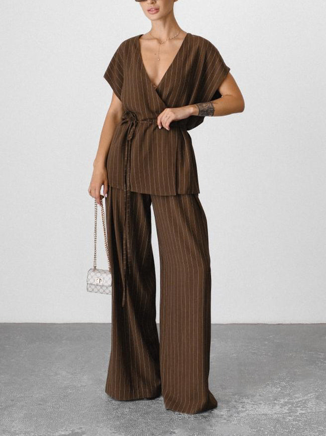 Elegant Pinstripe Wide-Leg Trousers