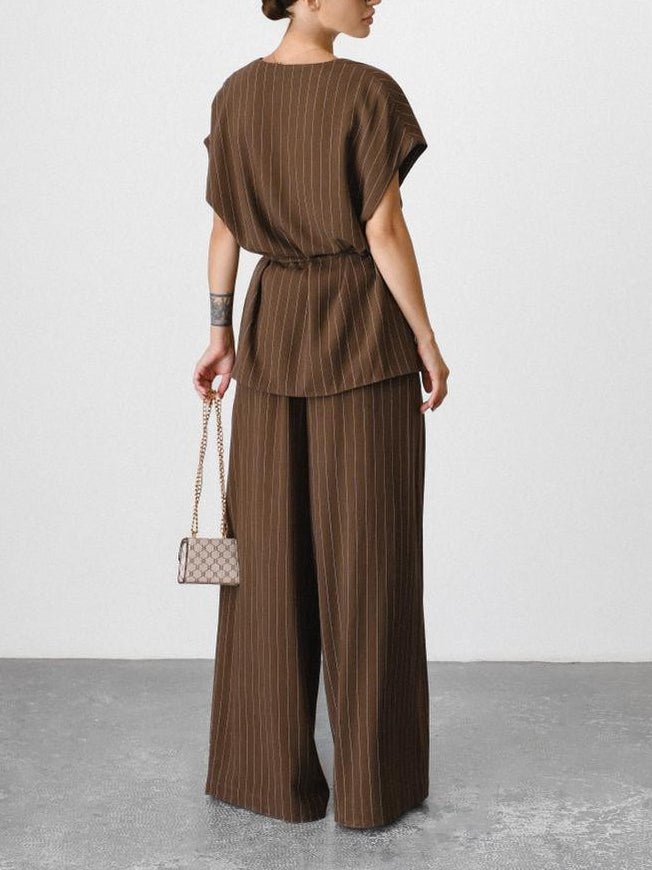 Elegant Pinstripe Wide-Leg Trousers