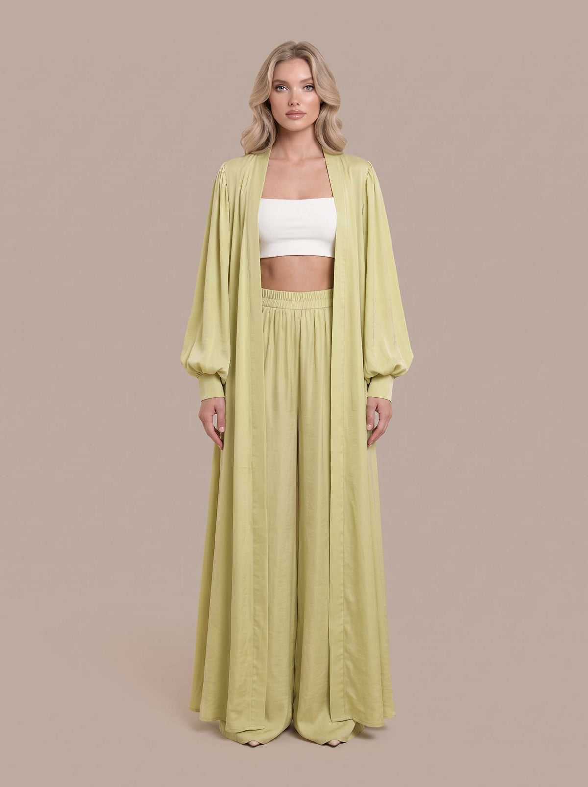 Unique Modern Feel Elastic High-Waist Wide-Leg Pants