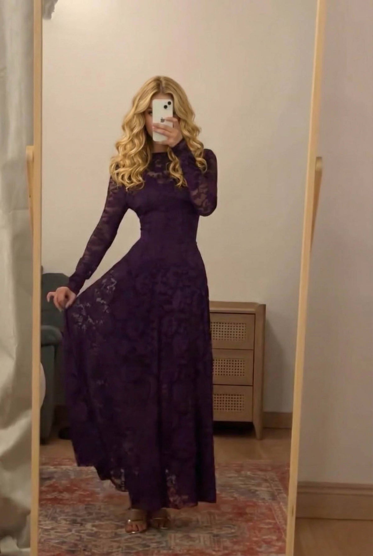 Lace Trumpet Sleeve Maxi Dress