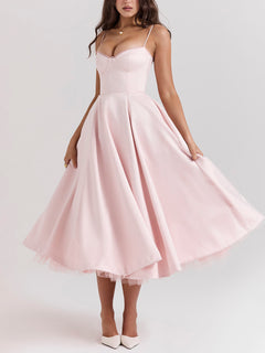 Sexy slim fit waist Midi Dresses