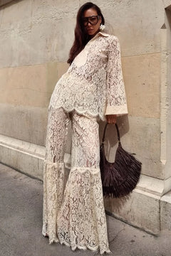 Vintage Floral Lace Long Sleeve Tunic Top and Flared Wide Leg Pants Set [erp-image:0ca8a3e435e667c1fecf0b17]